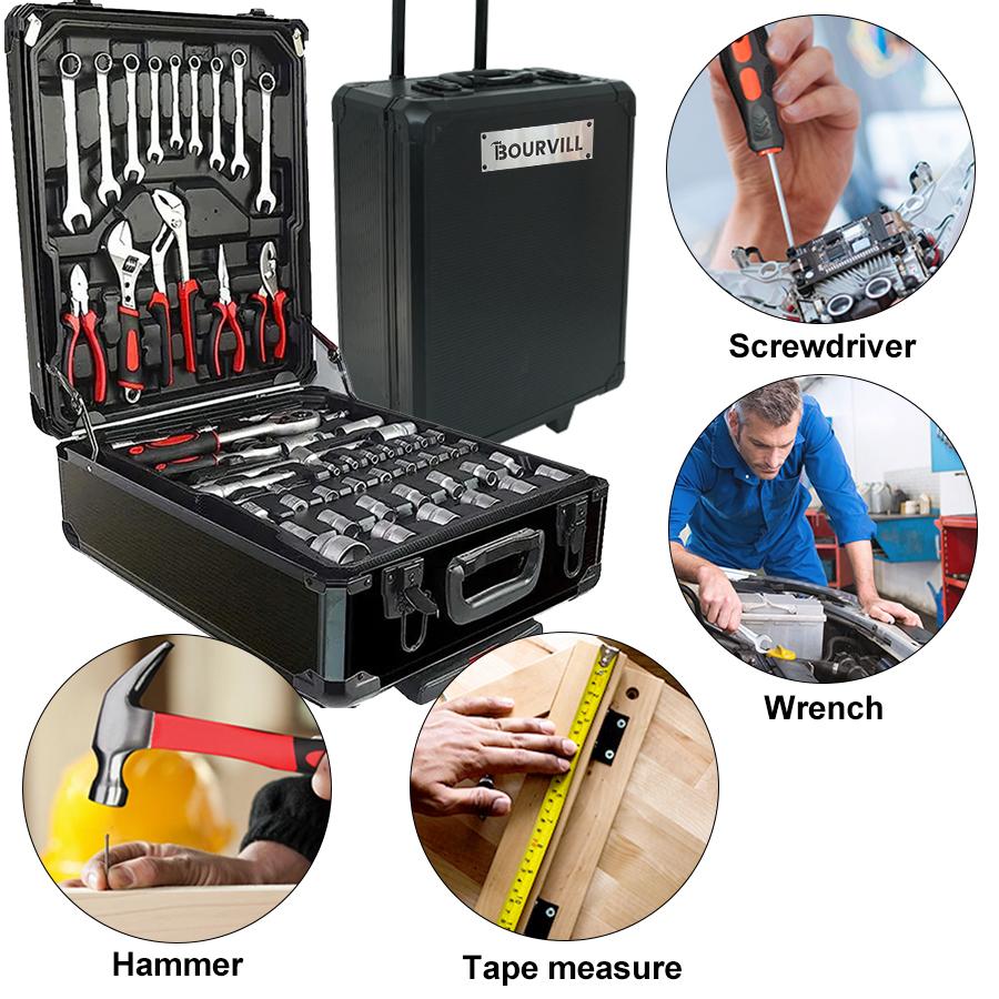 【DealsForYouDays】Bourvill 899-Piece Tool Set - High-Capacity Portable Metal Tool Case,Wheeled Mobile Tool Cabinet, and 4-Tier Aluminum Alloy Storage Unit- A Complete Kit for Mechanical Repair & Home Maintenance - ThePerfect Father's Day Gift 【DealsForYouDays】Bourvill 899-Piece Tool Set - High-Capacity Portable Metal Tool Case,Wheeled Mobile Tool Cabinet, and 4-Tier Aluminum Alloy Storage Unit- A Complete Kit for Mechanical Repair & Home Maintenance - ThePerfect Father's Day Gift