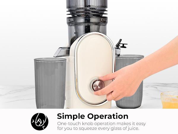 SUSTEAS 5.3" XL Cold Press Juicer &ndash; Fits Whole Fruits & Greens, No Cutting! High Nutrient Retention & Maximum Juice Yield.