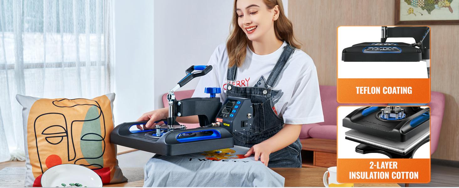 【fathersdaygift】VEVOR Heat Press Machine 15 x 15 Inch 8 in 1 Heat Press 800W Sublimation Machine 360° Rotation Swing Away 8 in 1 Shirt Printing Machine Dual-Tube Heating for DIY T-Shirts Cap & Mugs 【fathersdaygift】VEVOR Heat Press Machine 15 x 15 Inch 8 in 1 Heat Press 800W Sublimation Machine 360° Rotation Swing Away 8 in 1 Shirt Printing Machine Dual-Tube Heating for DIY T-Shirts Cap & Mugs
