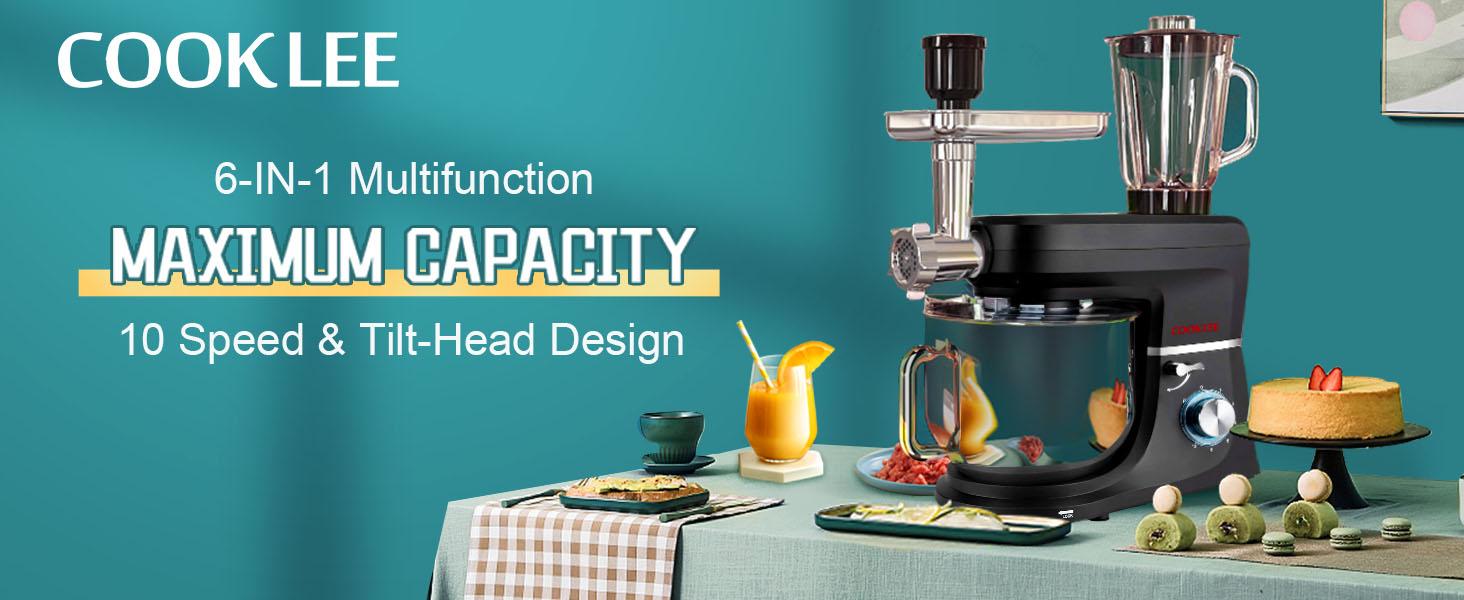 COOKLEE 6-in-1 Stand Mixer, 8.5 Qt Electric Kitchen Mixer with 9 Accessories for Home Baking & Cooking COOKLEE 6-in-1 Stand Mixer, 8.5 Qt Electric Kitchen Mixer with 9 Accessories for Home Baking & Cooking