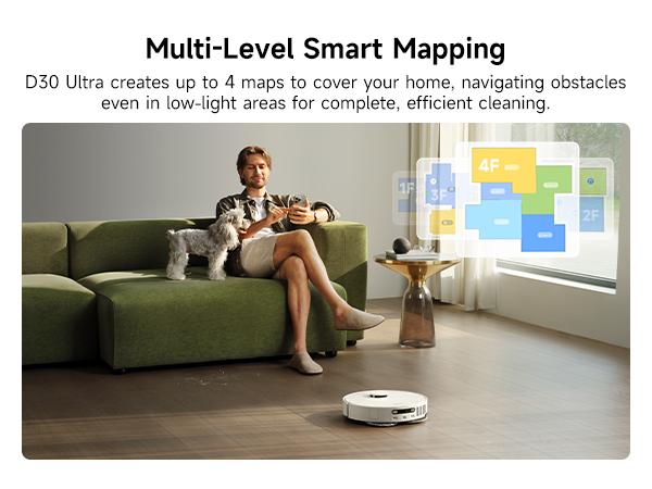 DREAME D30 Ultra Robot Vacuum and Mop, 25,000Pa Powerful Suction, All-in-One Base Station with 100 Days Auto-Empty, MopExtend Tech for Edge Cleaning, Smart Obstacle Avoidance, White DREAME D30 Ultra Robot Vacuum and Mop, 25,000Pa Powerful Suction, All-in-One Base Station with 100 Days Auto-Empty, MopExtend Tech for Edge Cleaning, Smart Obstacle Avoidance, White