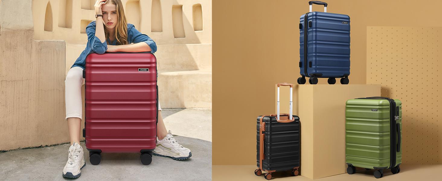 Miusse&UKEIN 3-Piece Hardshell Luggage Set, 20/24/28 inch Suitcases with QuietGlide Spinner Wheels, TSA Lock, Maxpac Organization System, Durable Stylish Carry On Luggage, Mother's Day Gift