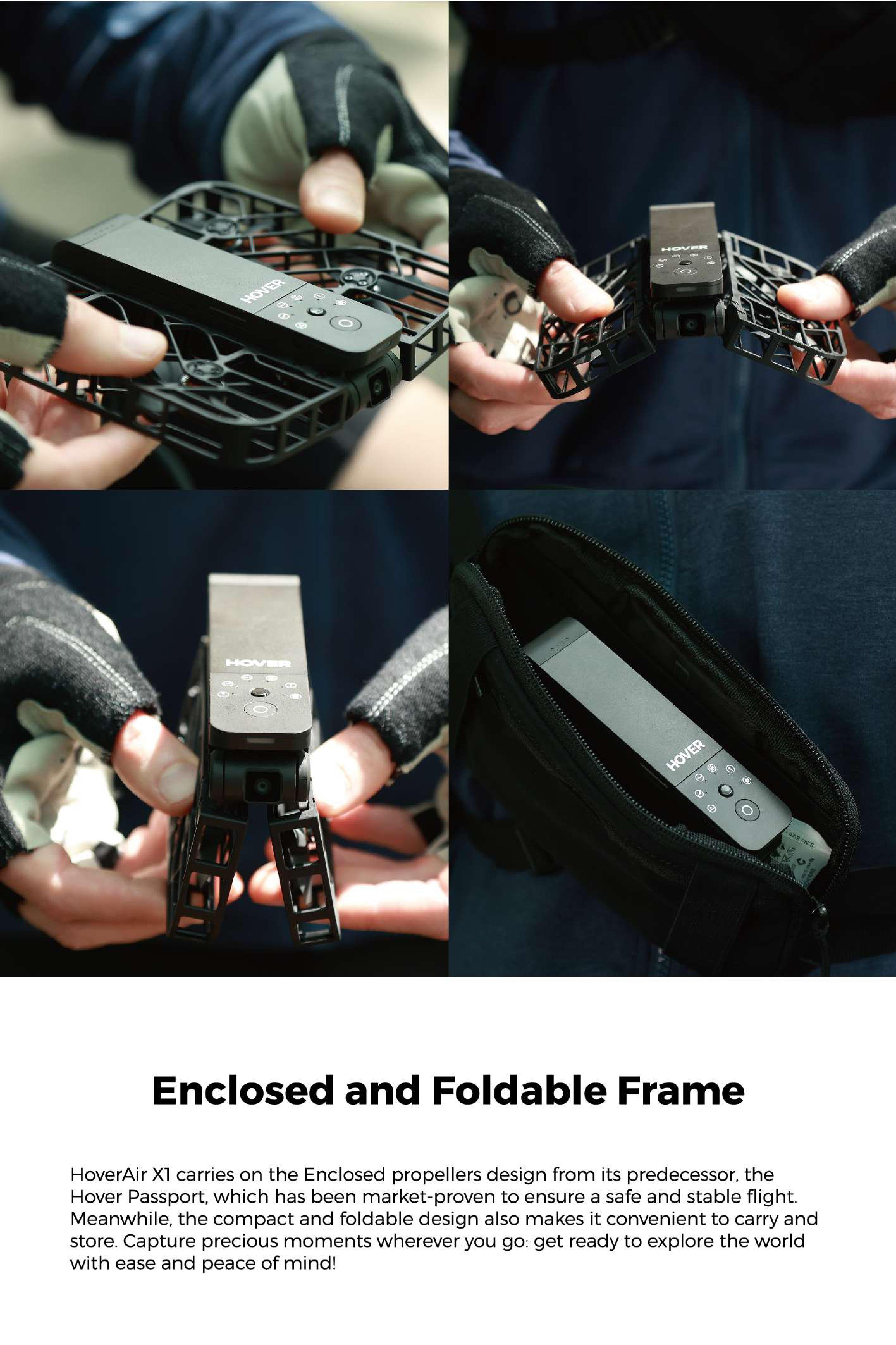 HOVERAir X1 Pocket-Sized Self-Flying Camera Lightweight Quadcopter with 5 Pre-Programmed Flights Foldable Design 125g Portable Electronic Handbag Mechanical Recording Drone HOVERAir X1 Pocket-Sized Self-Flying Camera Lightweight Quadcopter with 5 Pre-Programmed Flights Foldable Design 125g Portable Electronic Handbag Mechanical Recording Drone