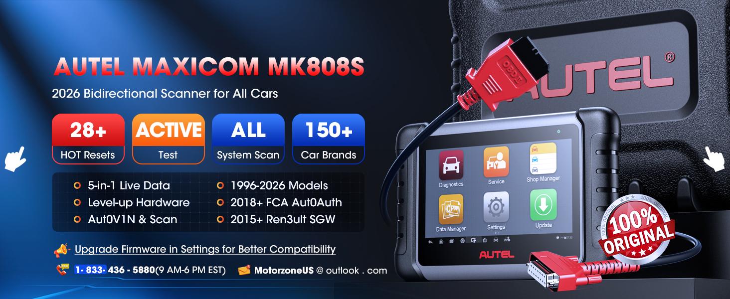 Autel Scanner MaxiCOM MK808S Car Diagnostic Scan Tool Bi-directional All Systems Diagnosis 28+ Services Active Test Automotive,father'sdaygifts
