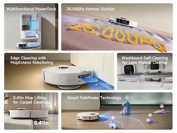 DREAME D30 Ultra Robot Vacuum and Mop, 25,000Pa Powerful Suction, All-in-One Base Station with 100 Days Auto-Empty, MopExtend Tech for Edge Cleaning, Smart Obstacle Avoidance, White DREAME D30 Ultra Robot Vacuum and Mop, 25,000Pa Powerful Suction, All-in-One Base Station with 100 Days Auto-Empty, MopExtend Tech for Edge Cleaning, Smart Obstacle Avoidance, White