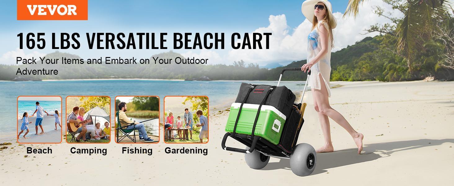 【FathersDayGift】VEVOR Beach Dolly with Big Wheels for Sand, 29.9" x 15.4" Cargo Deck, w/ 12" BIG Wheels, 165LBS Loading Capacity Folding Sand Cart & 27" to 44.7" Adjustable Height, Heavy Duty Cart for Beach VEVOR Super Brand Day 【FathersDayGift】VEVOR Beach Dolly with Big Wheels for Sand, 29.9" x 15.4" Cargo Deck, w/ 12" BIG Wheels, 165LBS Loading Capacity Folding Sand Cart & 27" to 44.7" Adjustable Height, Heavy Duty Cart for Beach VEVOR Super Brand Day