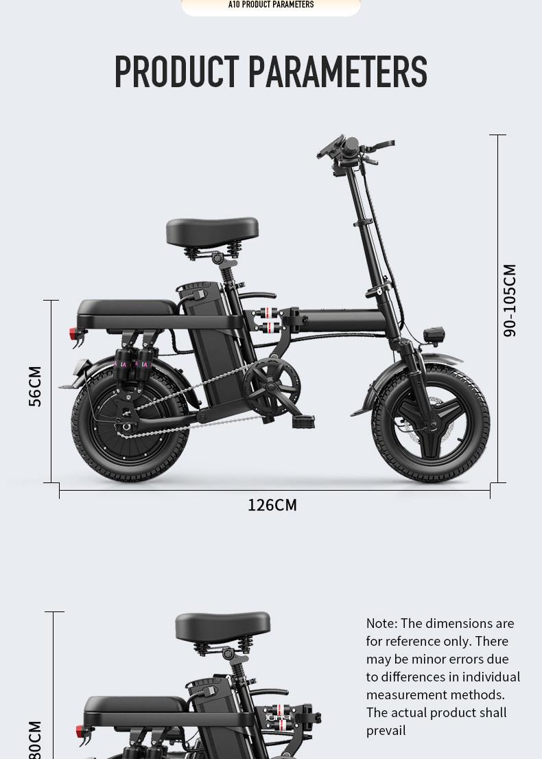 Electric Folding Bicycle 500W Motor 14-Inch Tires 48V 15Ah Battery 30-Mile Range Certified Shock Absorption Smart Urban Bike 1000W Peak Power 45KM Range Foldable with 16-Level Shock Absorption System Commuter Ebike Suspension Ebike Brakes