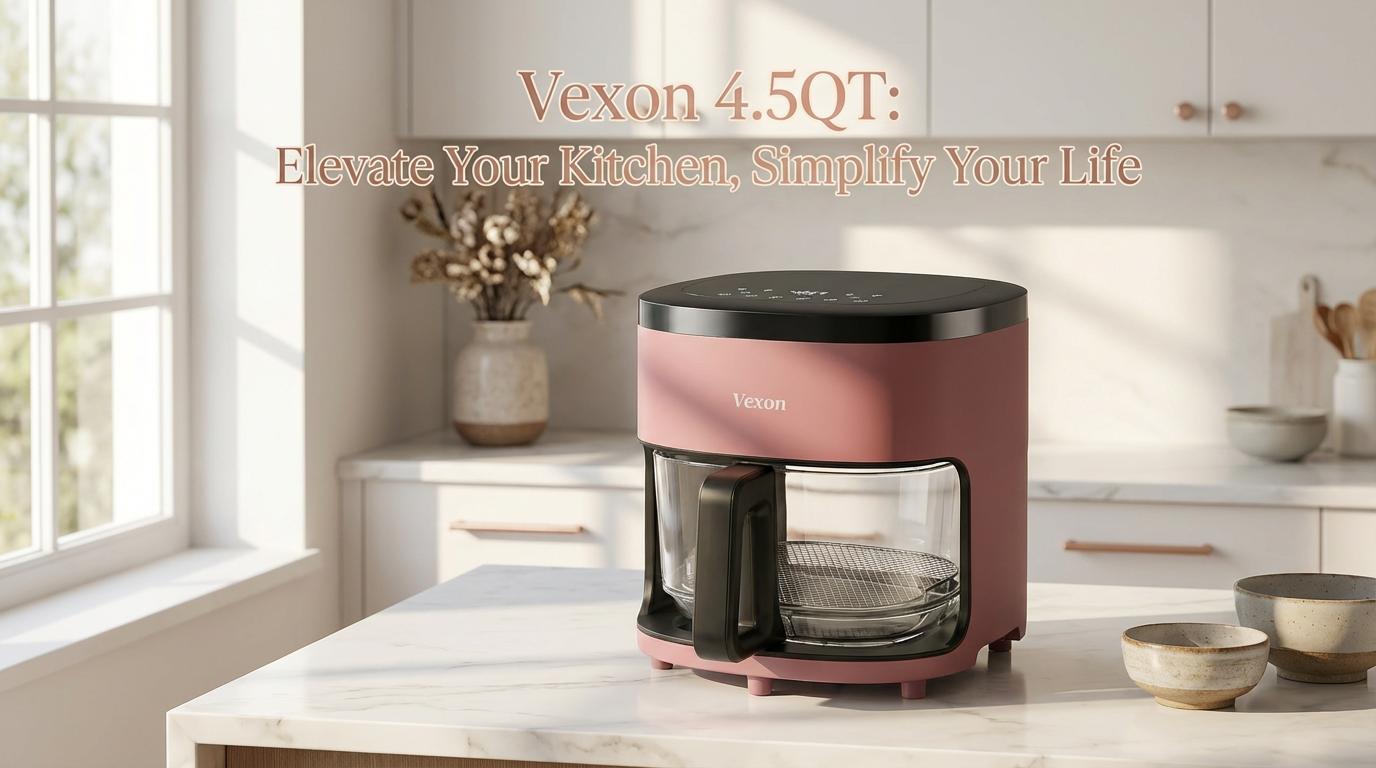 VEXON Aesthetic Pink Glass Air Fryer 4.5QT – 6-in-1 Digital Air Fryer with Viewing Window, 97% Less Oil, Quiet & Easy Clean, A Perfect Gift for your girl VEXON Aesthetic Pink Glass Air Fryer 4.5QT – 6-in-1 Digital Air Fryer with Viewing Window, 97% Less Oil, Quiet & Easy Clean, A Perfect Gift for your girl