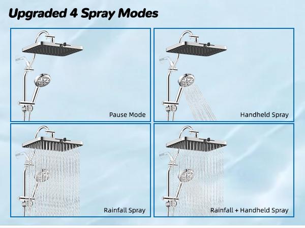 Hibbent Upgraded 5-spray 13'' Shower Head for Easy Reach, High Pressure Rainfall Showerhead Combo with 10-mode Handheld Spray, cUPC Certified ,12'' Extension Arm, 4-way Diverter, 71'' Hose, Showerhead Holder, Chrome outdoorfun Hibbent Upgraded 5-spray 13'' Shower Head for Easy Reach, High Pressure Rainfall Showerhead Combo with 10-mode Handheld Spray, cUPC Certified ,12'' Extension Arm, 4-way Diverter, 71'' Hose, Showerhead Holder, Chrome outdoorfun