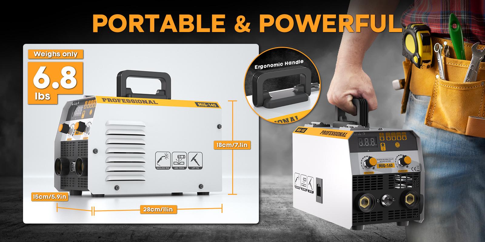 3-in-1 MIG Welder Kit with Synergic Control, 140A 110V Flux Core/TIG/MMA Welding Machine, LED Digital Display 3-in-1 MIG Welder Kit with Synergic Control, 140A 110V Flux Core/TIG/MMA Welding Machine, LED Digital Display
