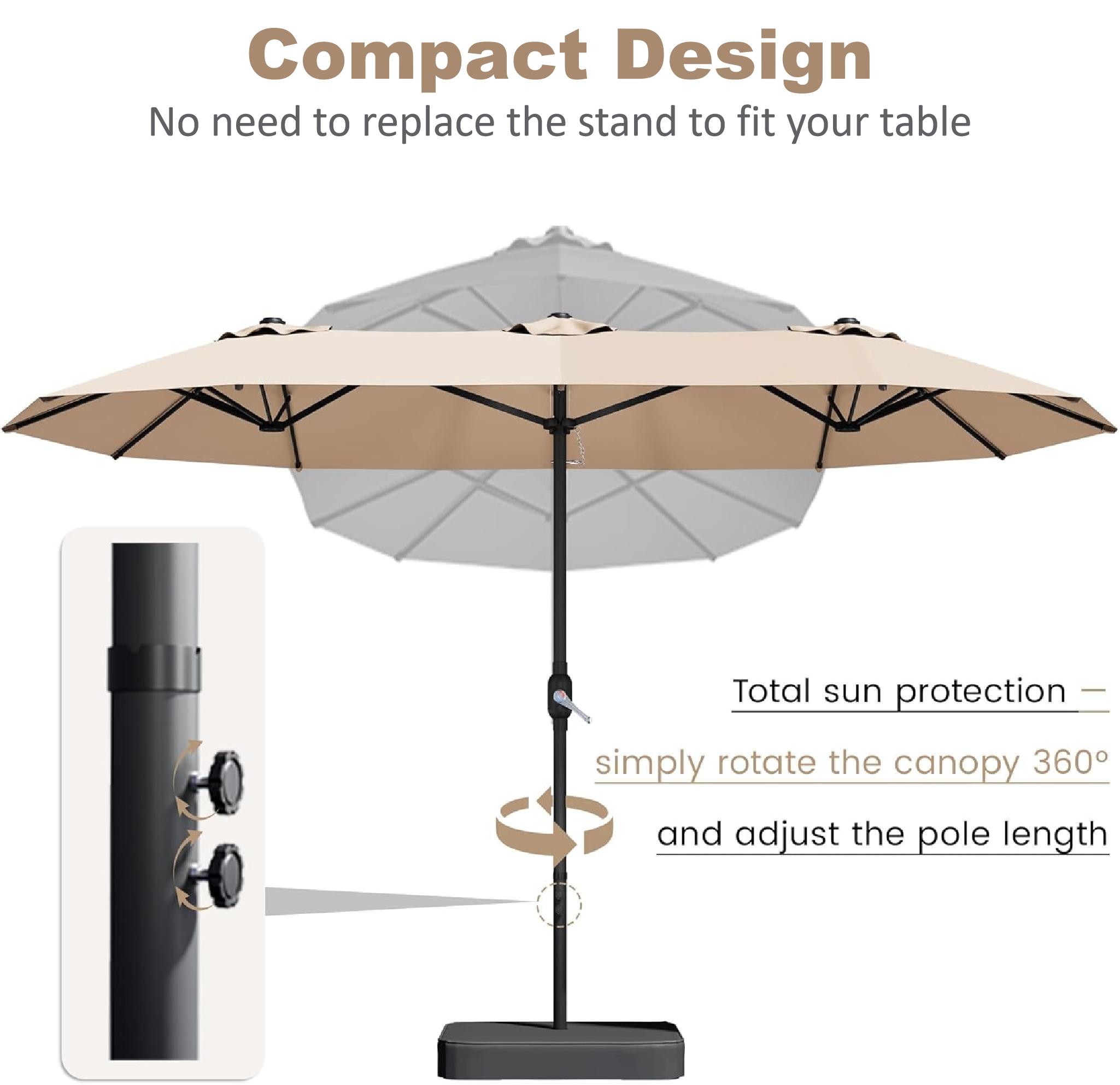 Walsunny 15 ft Large Patio Umbrella with Base Include, Double Sided Outdoor Rectangular Patio Parasol Stands& Bases with Crank Handle for Pool Garden Backyard,Khaki Walsunny 15 ft Large Patio Umbrella with Base Include, Double Sided Outdoor Rectangular Patio Parasol Stands& Bases with Crank Handle for Pool Garden Backyard,Khaki