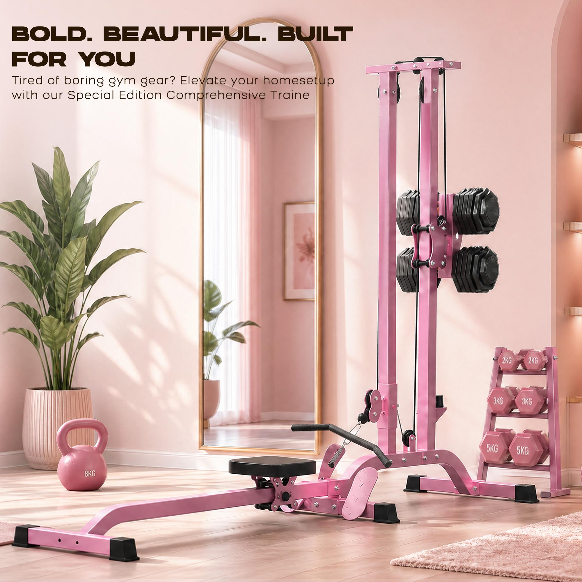 TOUSAINS Foldable Lat Pulldown & Low Row Cable Machine — 330LBS Capacity Foldable LAT Tower for Home Gym, Cable & Row System with Dumbbell Clamps TOUSAINS Foldable Lat Pulldown & Low Row Cable Machine — 330LBS Capacity Foldable LAT Tower for Home Gym, Cable & Row System with Dumbbell Clamps