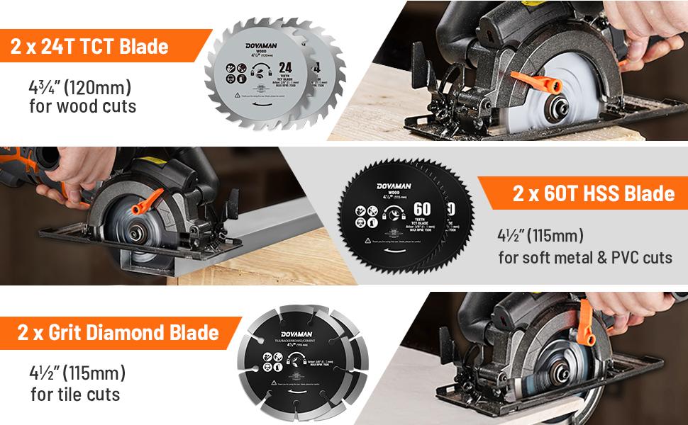 DOVAMAN Circular Saw, 5.8A 4-1/2" w/Laser, Auxiliary Handle, 6 Saw Blades(4½", 4¾") Max Cutting Depth 1-11/16", Wood, Soft Metal, Plastic, Tile-MCS01A,#Summervibes DOVAMAN Circular Saw, 5.8A 4-1/2" w/Laser, Auxiliary Handle, 6 Saw Blades(4½", 4¾") Max Cutting Depth 1-11/16", Wood, Soft Metal, Plastic, Tile-MCS01A,#Summervibes