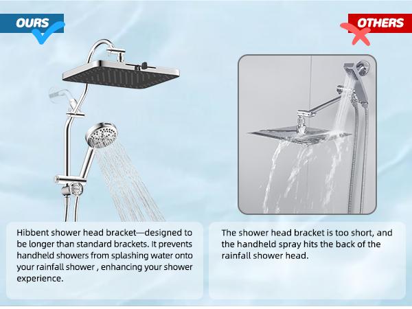 Hibbent Upgraded 5-spray 13'' Shower Head for Easy Reach, High Pressure Rainfall Showerhead Combo with 10-mode Handheld Spray, cUPC Certified ,12'' Extension Arm, 4-way Diverter, 71'' Hose, Showerhead Holder, Chrome outdoorfun Hibbent Upgraded 5-spray 13'' Shower Head for Easy Reach, High Pressure Rainfall Showerhead Combo with 10-mode Handheld Spray, cUPC Certified ,12'' Extension Arm, 4-way Diverter, 71'' Hose, Showerhead Holder, Chrome outdoorfun
