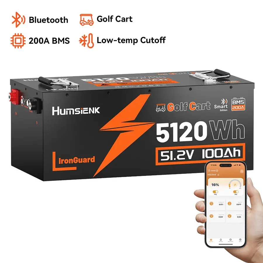 Batería HumsiENK de 48 V y 100 Ah LiFePO4 para carrito de golf