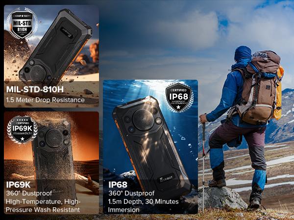 FOSSIBOT F110L Rugged Phone Android 15, 128dB Louder Speaker, 10000mAh Battery Cell Phone Unlocked, 12GB+128GB/2TB Rugged Phone, 6.745" Display Smartphone, 50MP Camera, Dual SIM/OTG/NFC/IP68/IP69K fathersdaygift