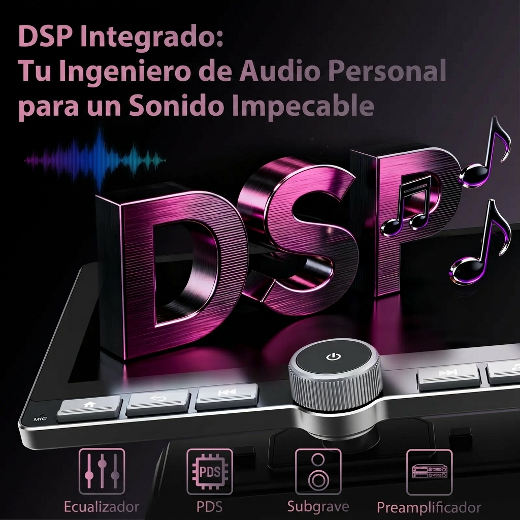 Autorradio Android 13 de 10.1", Pantalla giratoria 360°, Mejora de sonido DSP, Botones físicos, Pantalla táctil IPS, CarPlay, Android Auto, Radio FM/AM, Navegación GPS, 2 GB RAM + 64 GB de almacenamiento, Bluetooth, Pantalla dividida — SummerVibes