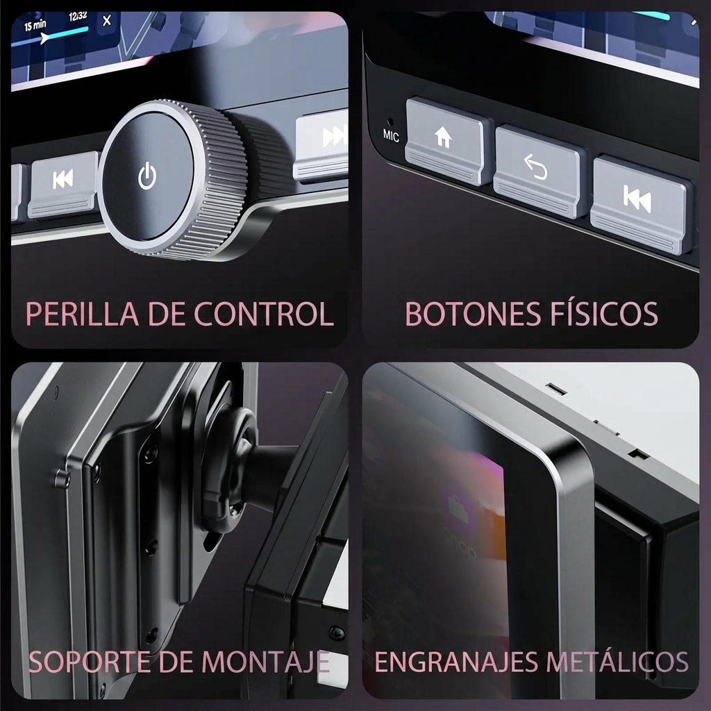 Autorradio Android 13 de 10.1", Pantalla giratoria 360°, Mejora de sonido DSP, Botones físicos, Pantalla táctil IPS, CarPlay, Android Auto, Radio FM/AM, Navegación GPS, 2 GB RAM + 64 GB de almacenamiento, Bluetooth, Pantalla dividida — SummerVibes