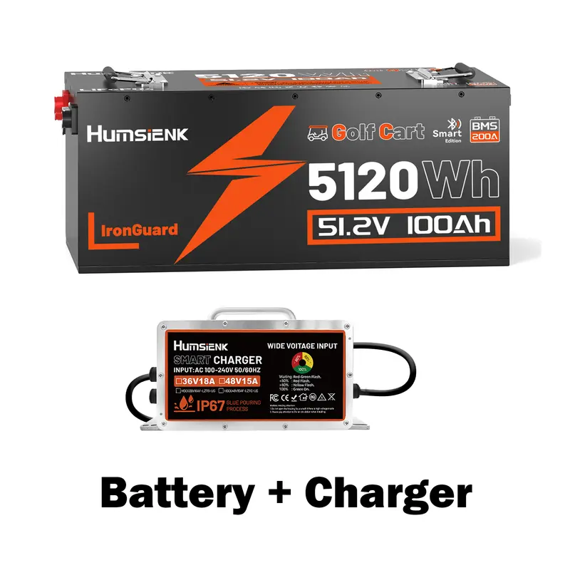Batería HumsiENK de 48 V y 100 Ah LiFePO4 para carrito de golf
