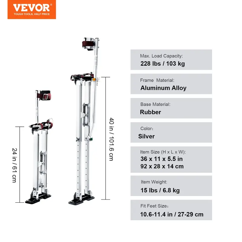 Zancoles ajustables de aluminio para paneles de yeso VEVOR de 18'' a 30''.