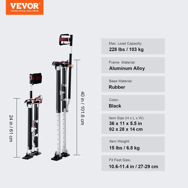 Zancoles ajustables de aluminio para paneles de yeso VEVOR de 18'' a 30''.