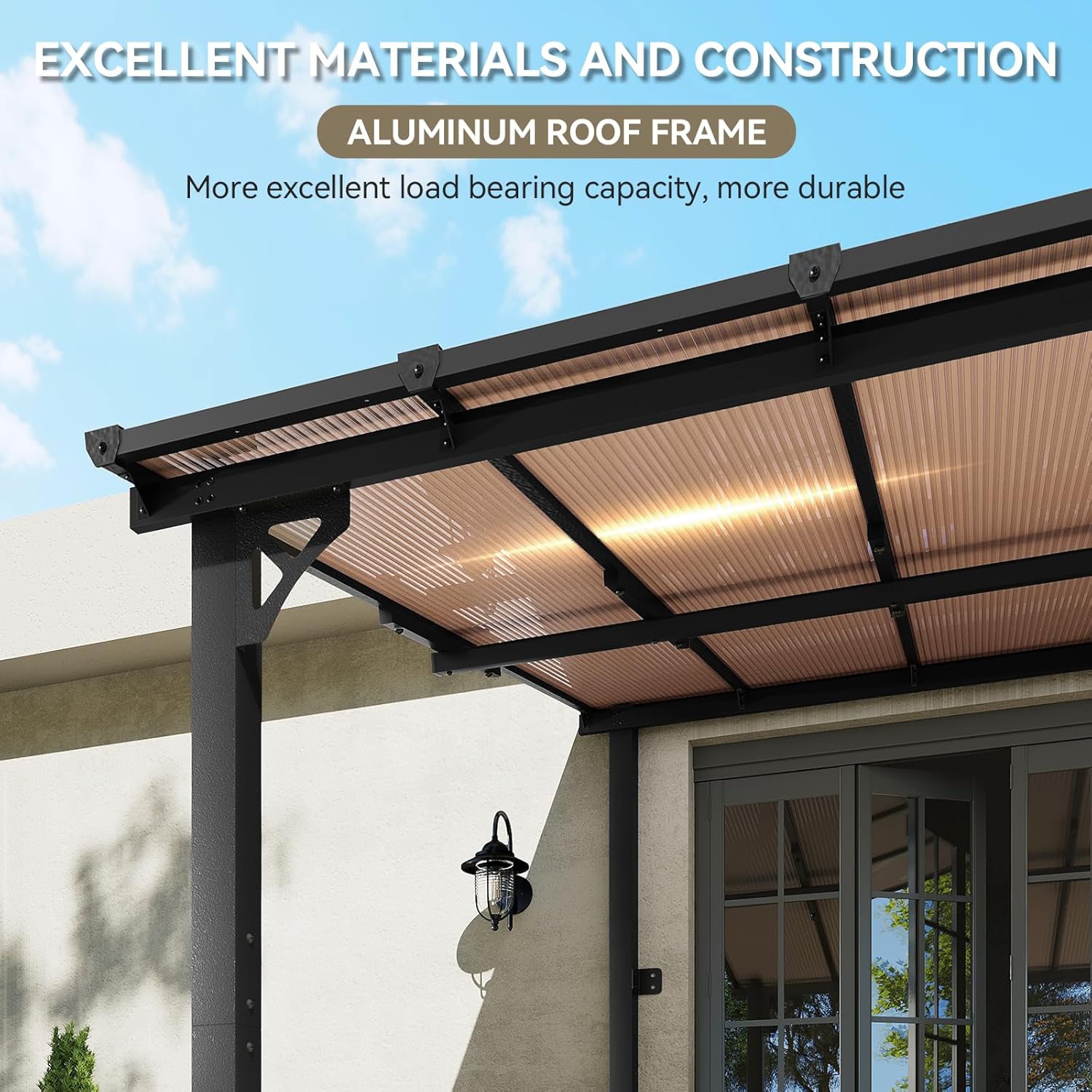Aoxun Wall Mounted Gazebo, Heavy Duty Outdoor Pergola Awning, Large Waterproof Canopy for Patio Deck Backyard,summerwins