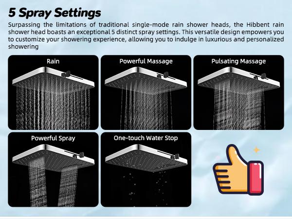 Hibbent Upgraded 5-spray 13'' Shower Head for Easy Reach, High Pressure Rainfall Showerhead Combo with 10-mode Handheld Spray, cUPC Certified ,12'' Extension Arm, 4-way Diverter, 71'' Hose, Showerhead Holder, Chrome outdoorfun Hibbent Upgraded 5-spray 13'' Shower Head for Easy Reach, High Pressure Rainfall Showerhead Combo with 10-mode Handheld Spray, cUPC Certified ,12'' Extension Arm, 4-way Diverter, 71'' Hose, Showerhead Holder, Chrome outdoorfun