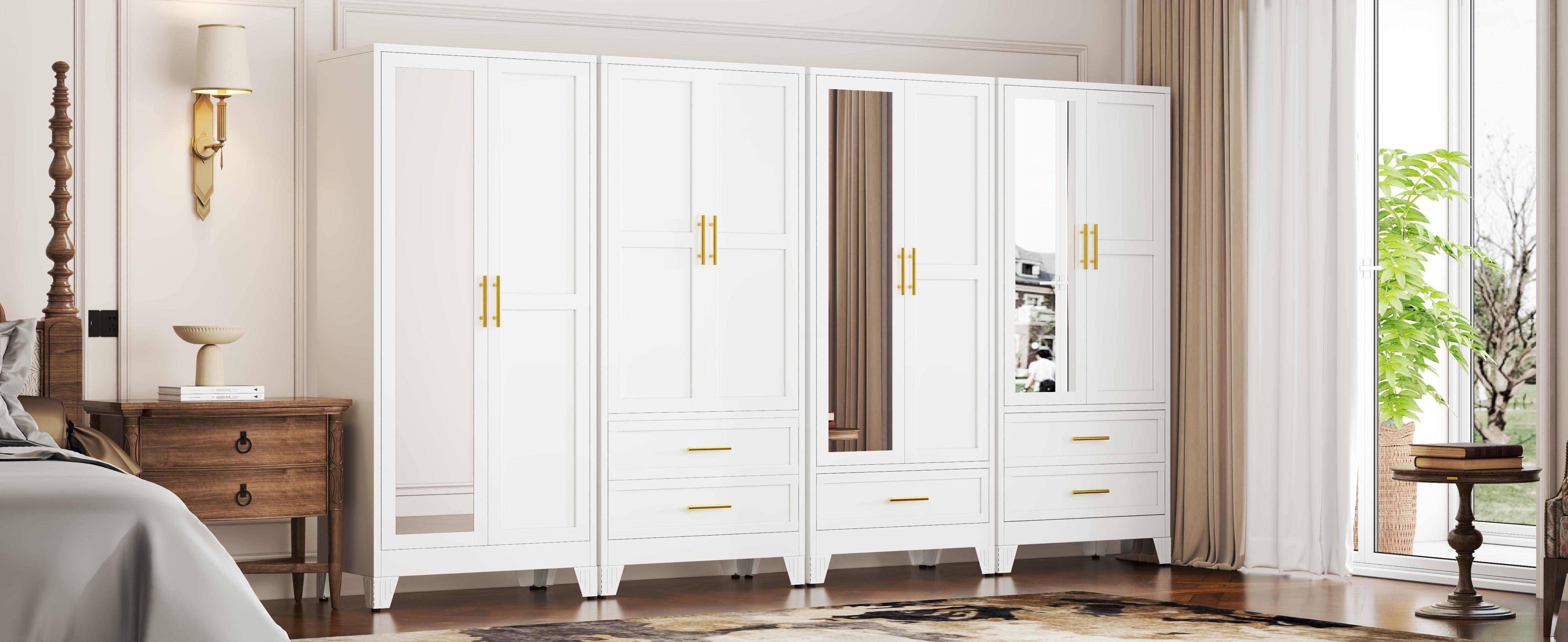 Metal Armoire Wardrobe Closet 71" Tall Bedroom Closet with Mirror 2 Drawers Adjustable Shelves and Hanging Rod Steel Clothes Closets and Storage for Bedroom Metal Armoire Wardrobe Closet 71" Tall Bedroom Closet with Mirror 2 Drawers Adjustable Shelves and Hanging Rod Steel Clothes Closets and Storage for Bedroom