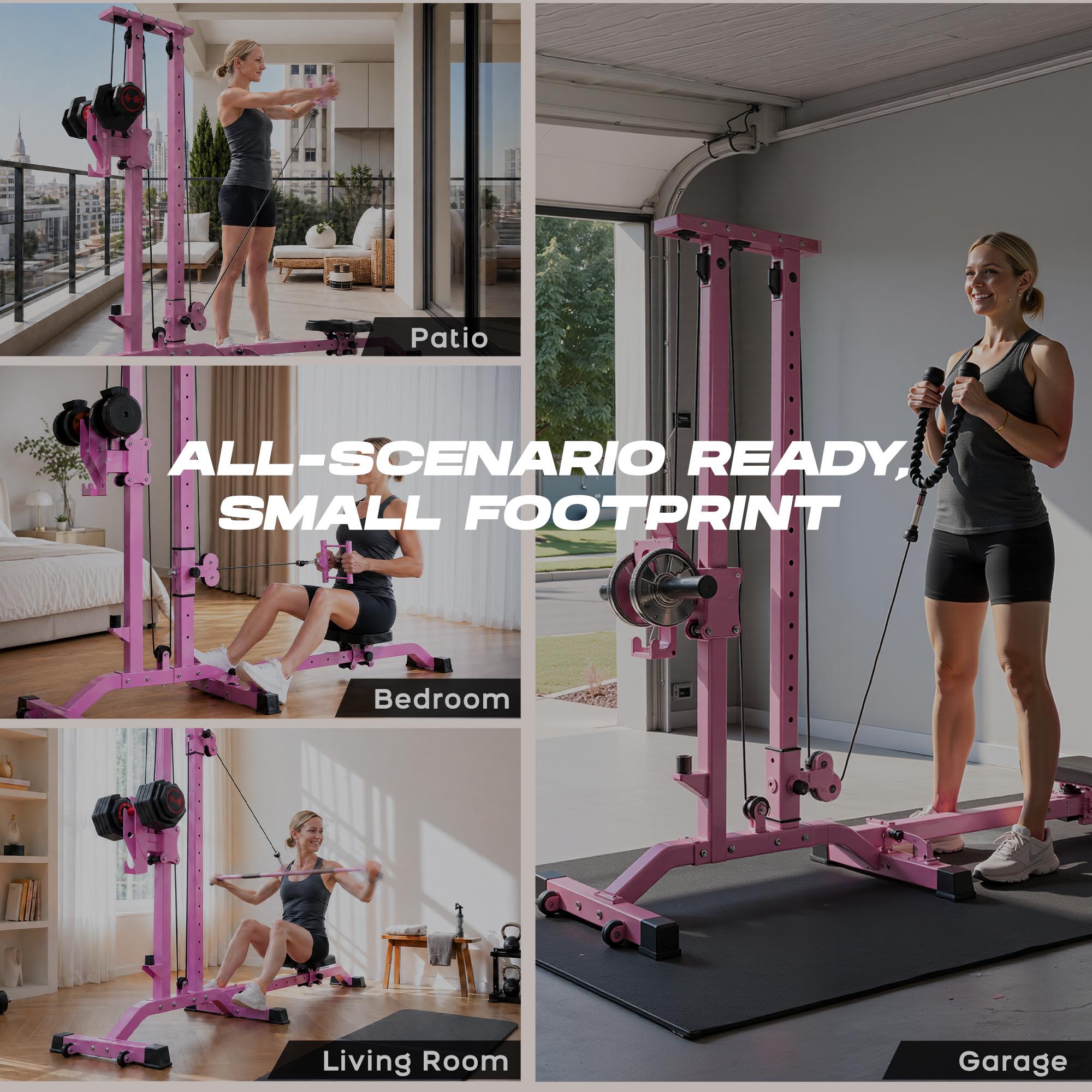 TOUSAINS Foldable Lat Pulldown & Low Row Cable Machine — 330LBS Capacity Foldable LAT Tower for Home Gym, Cable & Row System with Dumbbell Clamps TOUSAINS Foldable Lat Pulldown & Low Row Cable Machine — 330LBS Capacity Foldable LAT Tower for Home Gym, Cable & Row System with Dumbbell Clamps