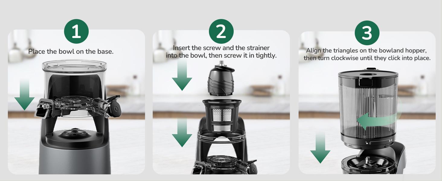 Canoly C16 Cold Press Juicer, 6" Extra Wide Feed Chute, 3-IN-1 Strainers (Juice & Sorbet & Nut Milk), Powerful AC Brushless Motor, Self Precut System, Juicer Machines with BPA-Free