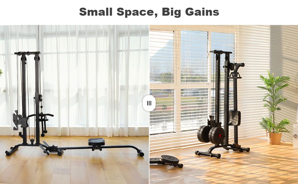 TOUSAINS Foldable Lat Pulldown & Low Row Cable Machine — 330LBS Capacity Foldable LAT Tower for Home Gym, Cable & Row System with Dumbbell Clamps TOUSAINS Foldable Lat Pulldown & Low Row Cable Machine — 330LBS Capacity Foldable LAT Tower for Home Gym, Cable & Row System with Dumbbell Clamps