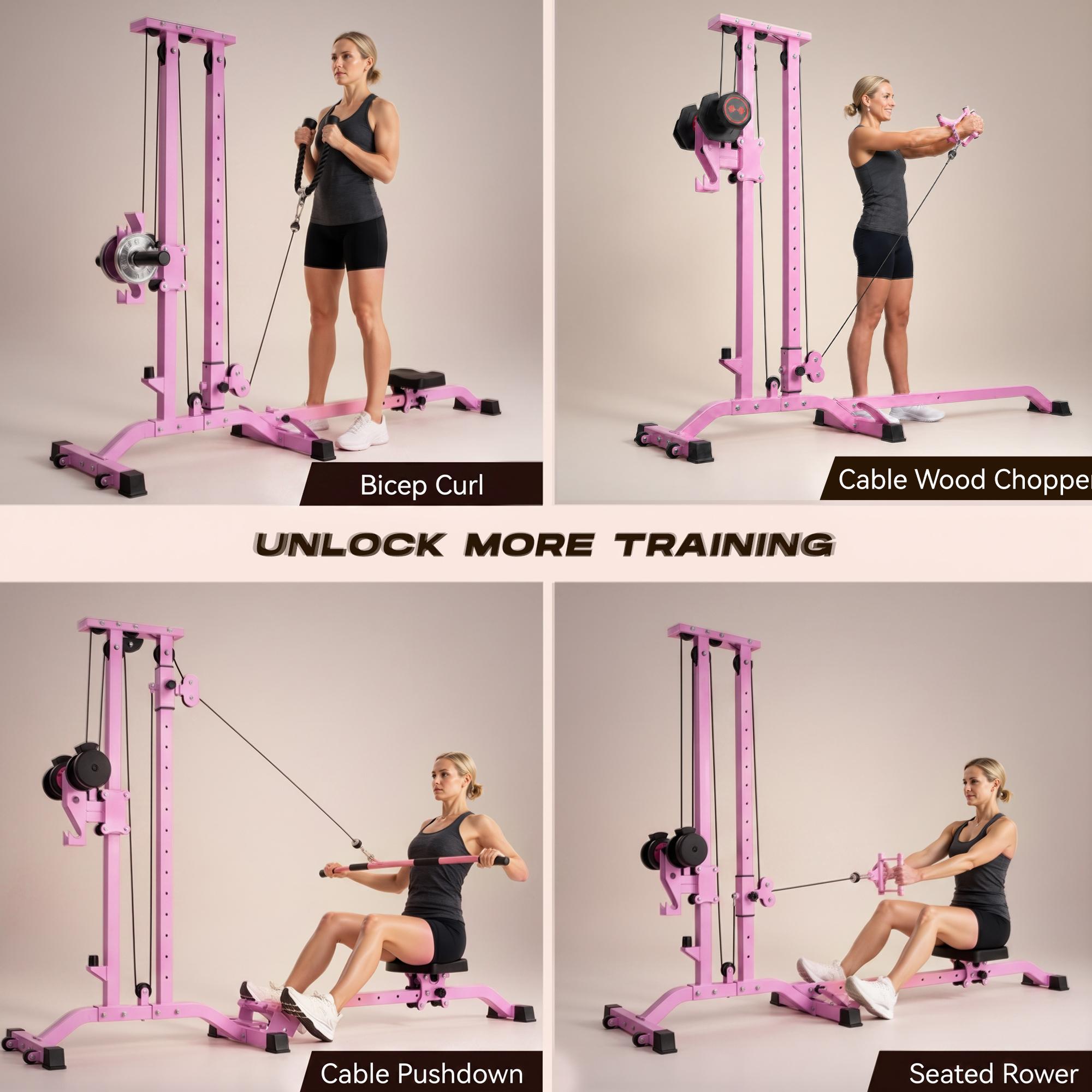 TOUSAINS Foldable Lat Pulldown & Low Row Cable Machine — 330LBS Capacity Foldable LAT Tower for Home Gym, Cable & Row System with Dumbbell Clamps TOUSAINS Foldable Lat Pulldown & Low Row Cable Machine — 330LBS Capacity Foldable LAT Tower for Home Gym, Cable & Row System with Dumbbell Clamps