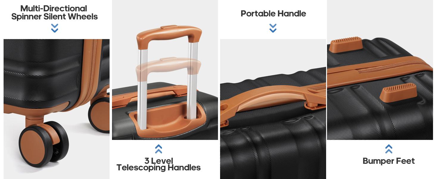 Miusse&UKEIN 3-Piece Hardshell Luggage Set, 20/24/28 inch Suitcases with QuietGlide Spinner Wheels, TSA Lock, Maxpac Organization System, Durable Stylish Carry On Luggage, Mother's Day Gift