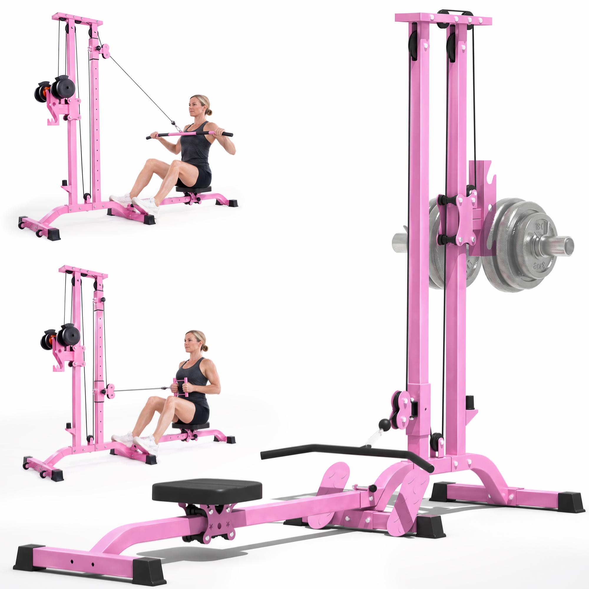 TOUSAINS Foldable Lat Pulldown & Low Row Cable Machine — 330LBS Capacity Foldable LAT Tower for Home Gym, Cable & Row System with Dumbbell Clamps TOUSAINS Foldable Lat Pulldown & Low Row Cable Machine — 330LBS Capacity Foldable LAT Tower for Home Gym, Cable & Row System with Dumbbell Clamps