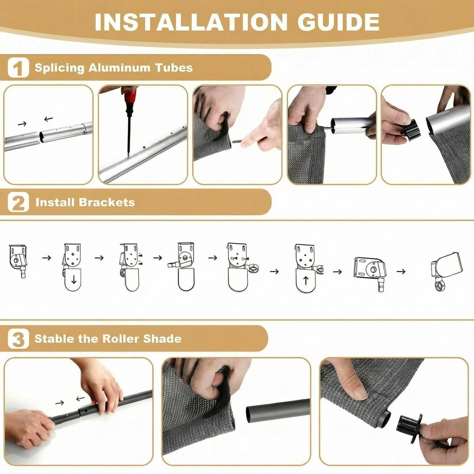 TLGREEN HDPE Outdoor Roller Shade - 1pc Patio Pergola Shade Cloth with Aluminum Tube & Cordless Wand Operation, Perfect for Sun Shade Design，Adjustable&nbsp; Canopy, mothers day&nbsp;gifts&nbsp;ideas