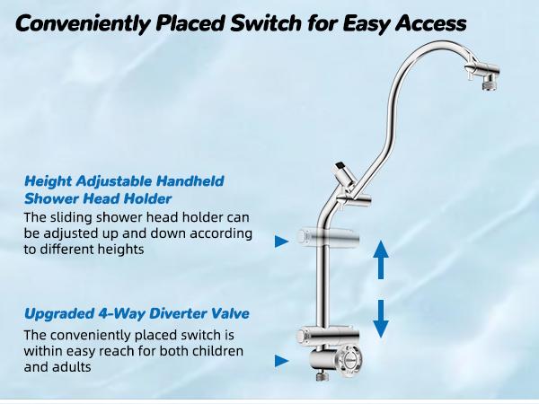 Hibbent Upgraded 5-spray 13'' Shower Head for Easy Reach, High Pressure Rainfall Showerhead Combo with 10-mode Handheld Spray, cUPC Certified ,12'' Extension Arm, 4-way Diverter, 71'' Hose, Showerhead Holder, Chrome outdoorfun Hibbent Upgraded 5-spray 13'' Shower Head for Easy Reach, High Pressure Rainfall Showerhead Combo with 10-mode Handheld Spray, cUPC Certified ,12'' Extension Arm, 4-way Diverter, 71'' Hose, Showerhead Holder, Chrome outdoorfun