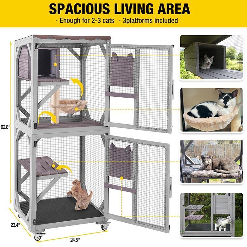 Aivituvin-Large/Medium Outdoor Cat Enclosure With wheels,Catio,Scratching Post and Hammock,Cat Enclosure For Indoor Cat,Patio furniture set,outdooor cat furniture Aivituvin-Large/Medium Outdoor Cat Enclosure With wheels,Catio,Scratching Post and Hammock,Cat Enclosure For Indoor Cat,Patio furniture set,outdooor cat furniture
