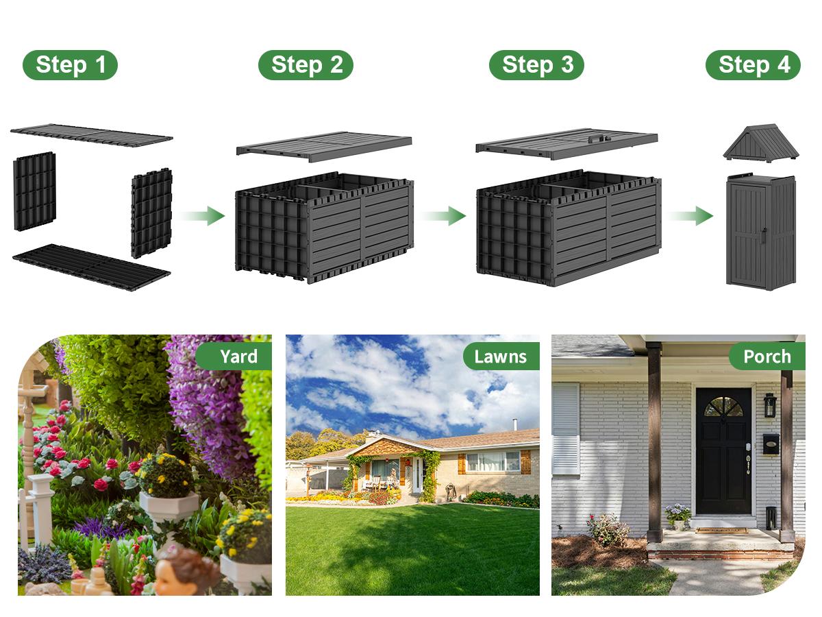Outdoor Storage Cabinet, Cleaning Cabinet, Tool Cabinet, Rainproof and Waterproof, Sunproof for US Backyards & Patios, Garden Tool Room, Backyard Storage Box