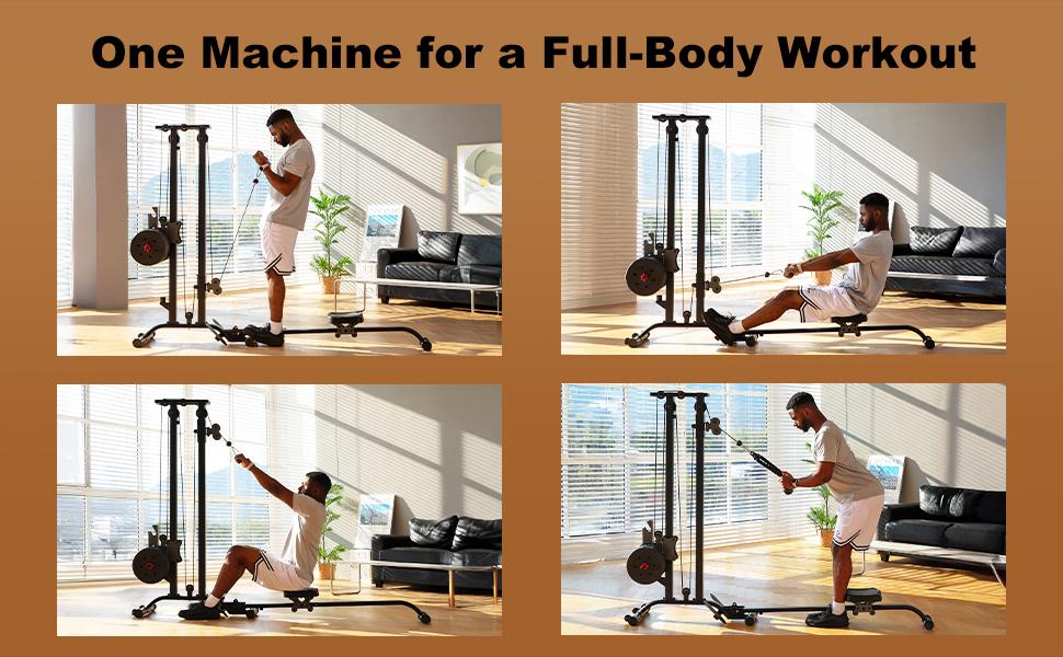 TOUSAINS Foldable Lat Pulldown & Low Row Cable Machine — 330LBS Capacity Foldable LAT Tower for Home Gym, Cable & Row System with Dumbbell Clamps TOUSAINS Foldable Lat Pulldown & Low Row Cable Machine — 330LBS Capacity Foldable LAT Tower for Home Gym, Cable & Row System with Dumbbell Clamps