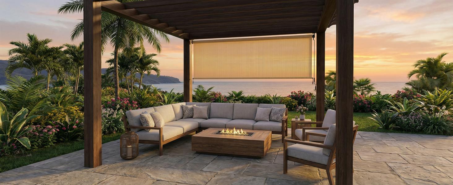 TLGREEN HDPE Outdoor Roller Shade - 1pc Patio Pergola Shade Cloth with Aluminum Tube & Cordless Wand Operation, Perfect for Sun Shade Design，Adjustable&nbsp; Canopy, mothers day&nbsp;gifts&nbsp;ideas