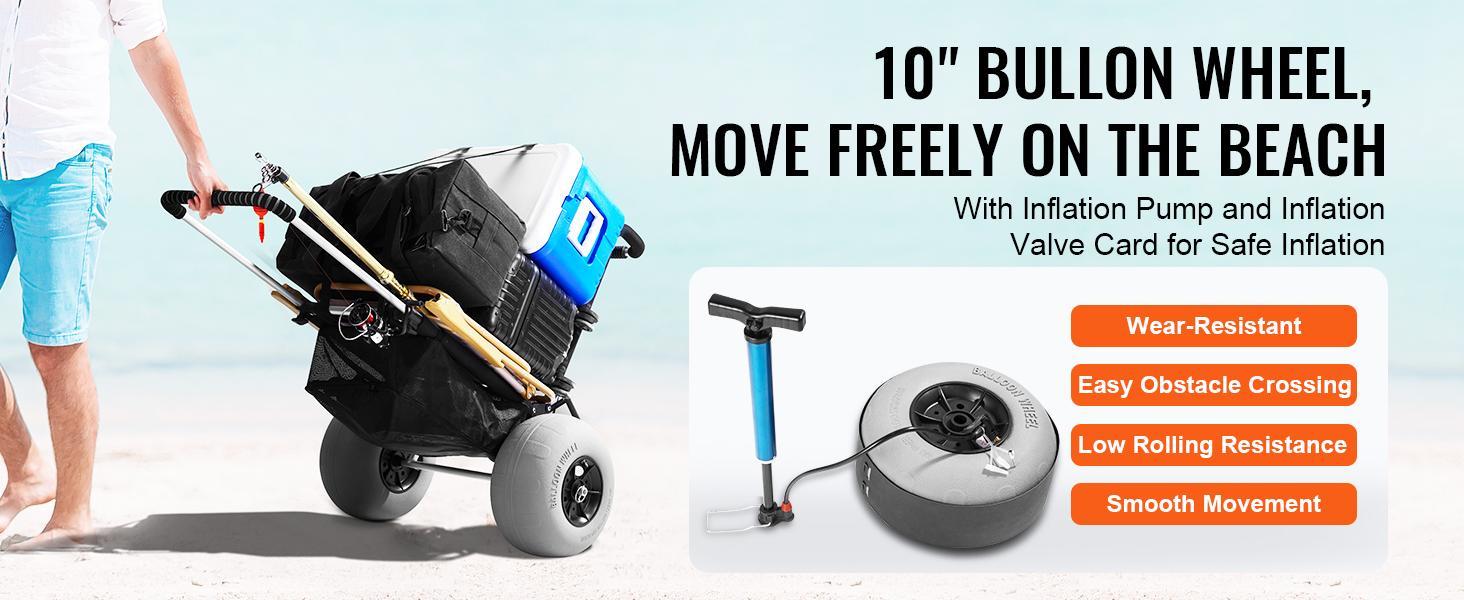 【FathersDayGift】VEVOR Beach Dolly with Big Wheels for Sand, 29.9" x 15.4" Cargo Deck, w/ 12" BIG Wheels, 165LBS Loading Capacity Folding Sand Cart & 27" to 44.7" Adjustable Height, Heavy Duty Cart for Beach VEVOR Super Brand Day 【FathersDayGift】VEVOR Beach Dolly with Big Wheels for Sand, 29.9" x 15.4" Cargo Deck, w/ 12" BIG Wheels, 165LBS Loading Capacity Folding Sand Cart & 27" to 44.7" Adjustable Height, Heavy Duty Cart for Beach VEVOR Super Brand Day