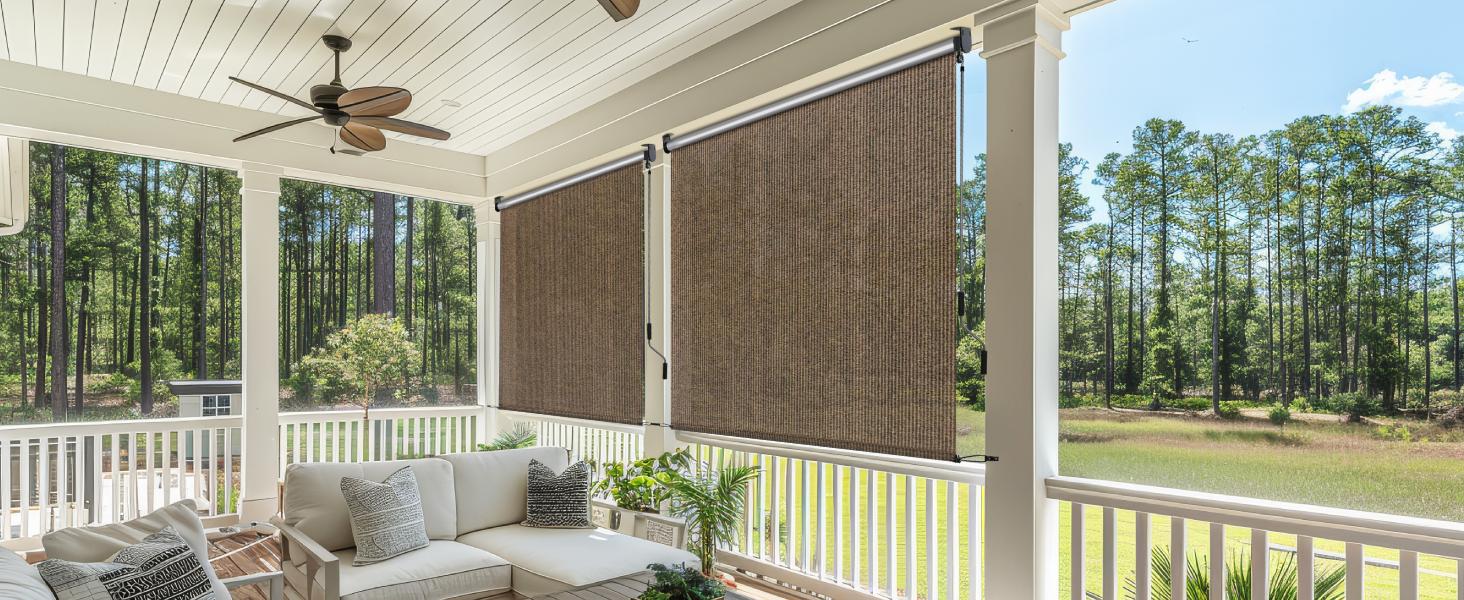 TLGREEN HDPE Outdoor Roller Shade - 1pc Patio Pergola Shade Cloth with Aluminum Tube & Cordless Wand Operation, Perfect for Sun Shade Design，Adjustable&nbsp; Canopy, mothers day&nbsp;gifts&nbsp;ideas