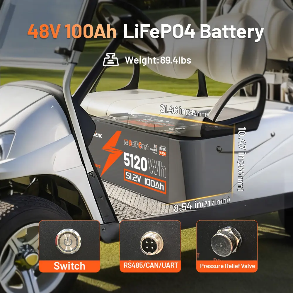 Batería HumsiENK de 48 V y 100 Ah LiFePO4 para carrito de golf