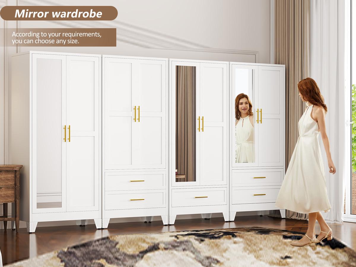 Metal Armoire Wardrobe Closet 71" Tall Bedroom Closet with Mirror 2 Drawers Adjustable Shelves and Hanging Rod Steel Clothes Closets and Storage for Bedroom Metal Armoire Wardrobe Closet 71" Tall Bedroom Closet with Mirror 2 Drawers Adjustable Shelves and Hanging Rod Steel Clothes Closets and Storage for Bedroom