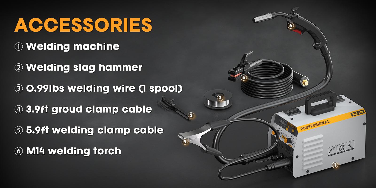 3-in-1 MIG Welder Kit with Synergic Control, 140A 110V Flux Core/TIG/MMA Welding Machine, LED Digital Display 3-in-1 MIG Welder Kit with Synergic Control, 140A 110V Flux Core/TIG/MMA Welding Machine, LED Digital Display