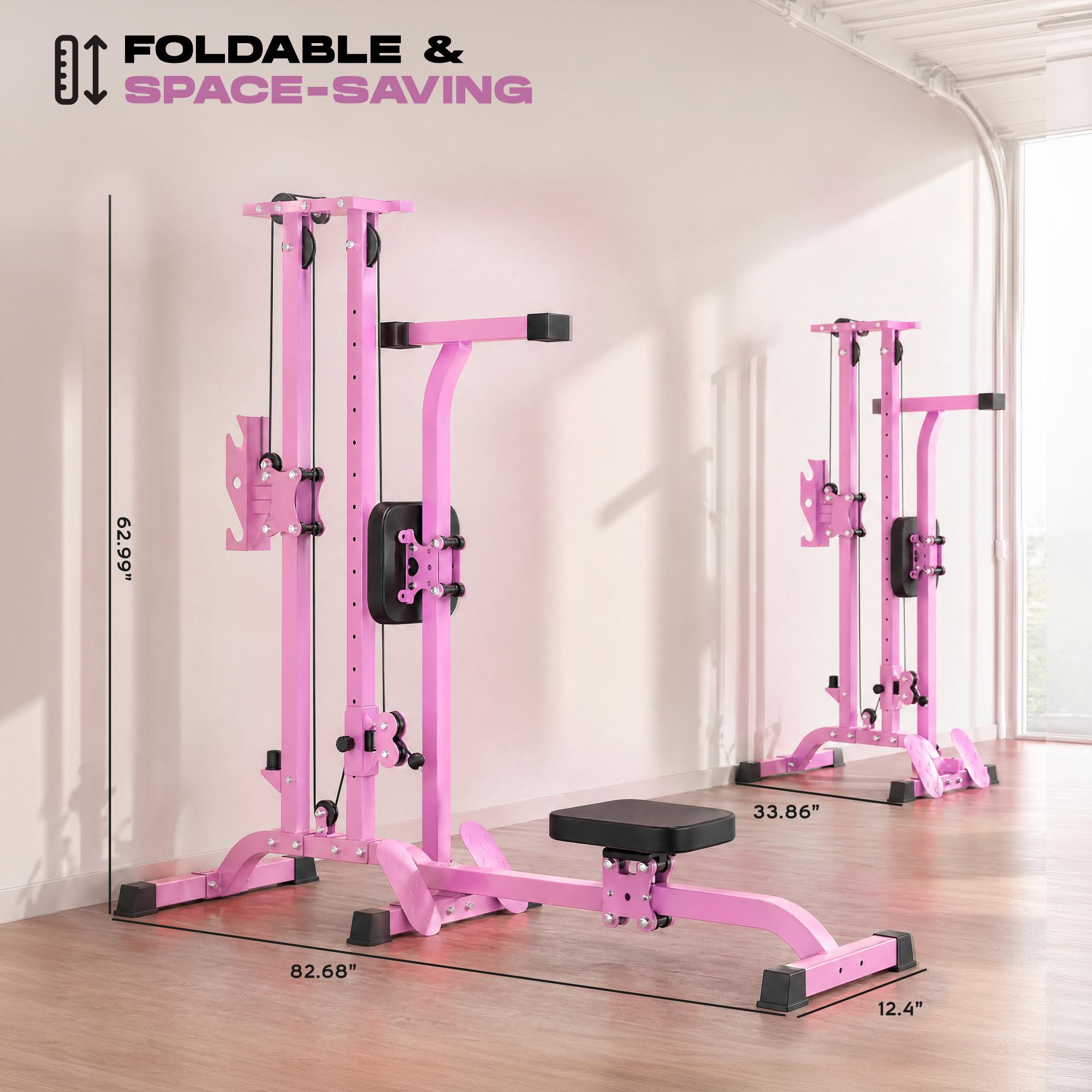 TOUSAINS Foldable Lat Pulldown & Low Row Cable Machine — 330LBS Capacity Foldable LAT Tower for Home Gym, Cable & Row System with Dumbbell Clamps TOUSAINS Foldable Lat Pulldown & Low Row Cable Machine — 330LBS Capacity Foldable LAT Tower for Home Gym, Cable & Row System with Dumbbell Clamps