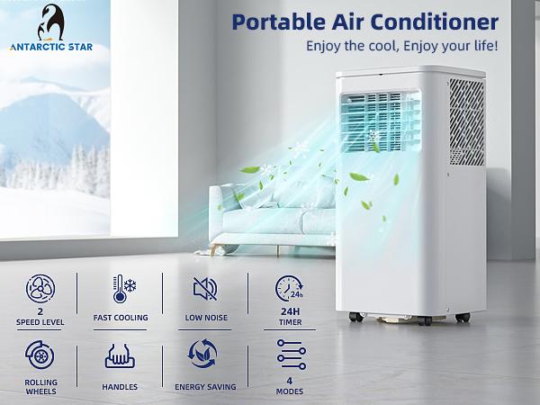 2026 New Model Fast Cooling: Antarctic Star Portable Air Conditioner 8000 BTU (ASHRAE), Remote Control, 2 Fan Speeds, Quiet Operation, Cools 200 sq.ft, 24H Timer, Fan Mode for Bedroom Office Home Dorm summerwins 2026 New Model Fast Cooling: Antarctic Star Portable Air Conditioner 8000 BTU (ASHRAE), Remote Control, 2 Fan Speeds, Quiet Operation, Cools 200 sq.ft, 24H Timer, Fan Mode for Bedroom Office Home Dorm summerwins