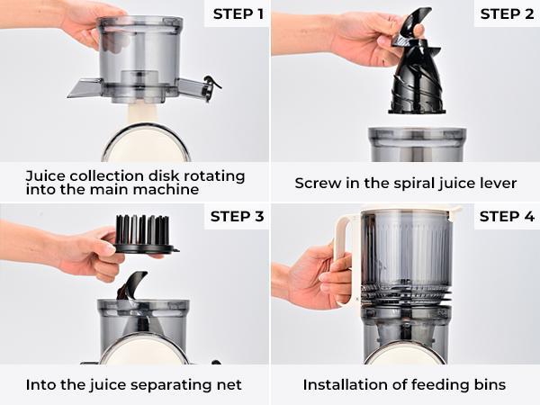 SUSTEAS 5.3" XL Cold Press Juicer &ndash; Fits Whole Fruits & Greens, No Cutting! High Nutrient Retention & Maximum Juice Yield.
