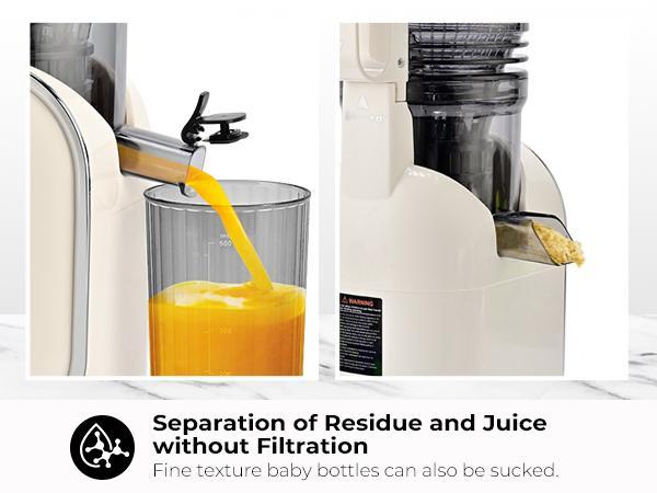 SUSTEAS 5.3" XL Cold Press Juicer &ndash; Fits Whole Fruits & Greens, No Cutting! High Nutrient Retention & Maximum Juice Yield.