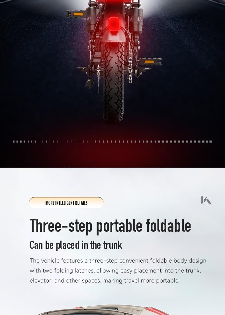 Electric Folding Bicycle 500W Motor 14-Inch Tires 48V 15Ah Battery 30-Mile Range Certified Shock Absorption Smart Urban Bike 1000W Peak Power 45KM Range Foldable with 16-Level Shock Absorption System Commuter Ebike Suspension Ebike Brakes